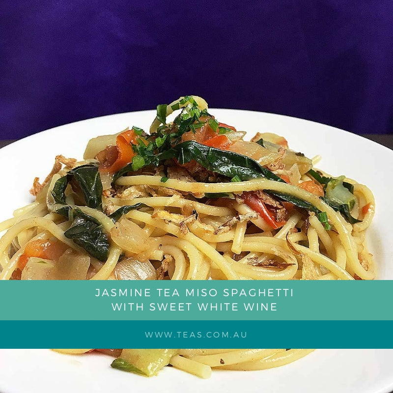 Jasmine Tea Miso Spaghetti with Sweet White Wine
