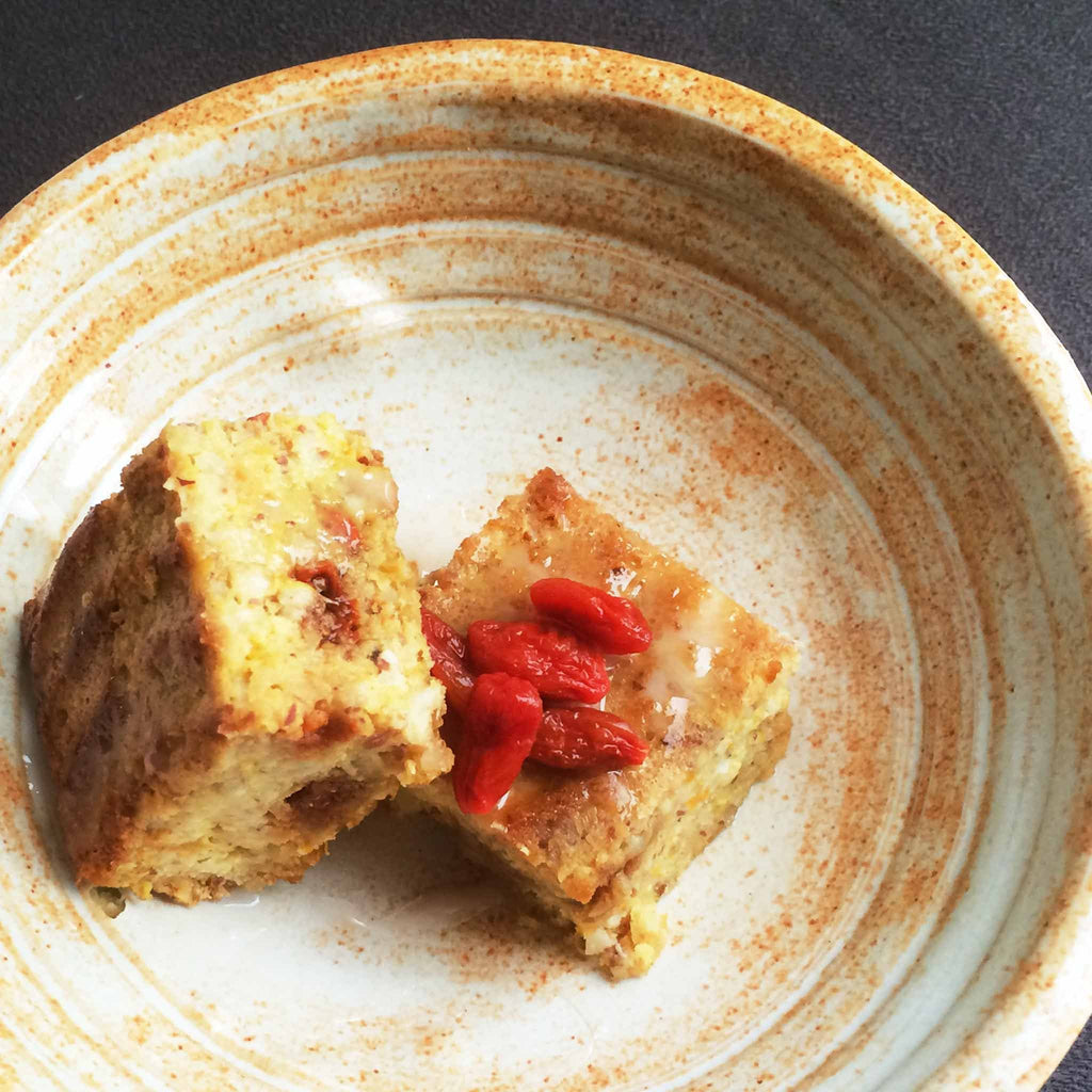 Orange Almond Cake with Goji Berries and Lemon Jasmine Tea Icing