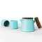 Teapot Set - Ceramic/Wood - 600ml - Blue