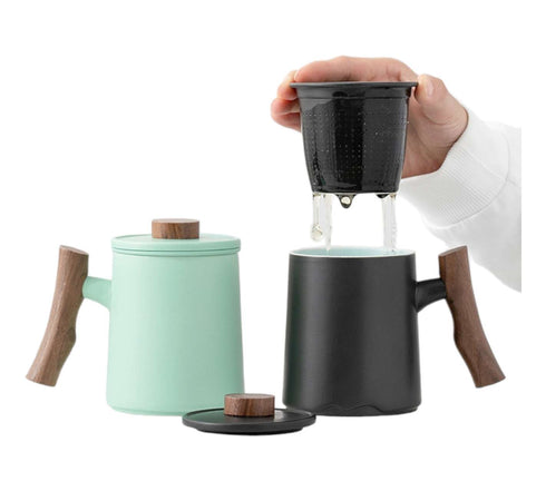 Infuser Mug - Ceramic/Wood - 360ml - Black