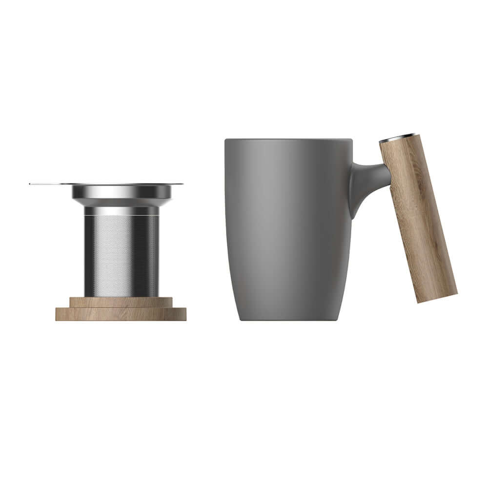 Luxurious Ceramic + Wooden Infuser Mug 450ml Deluxe Teaware Teas